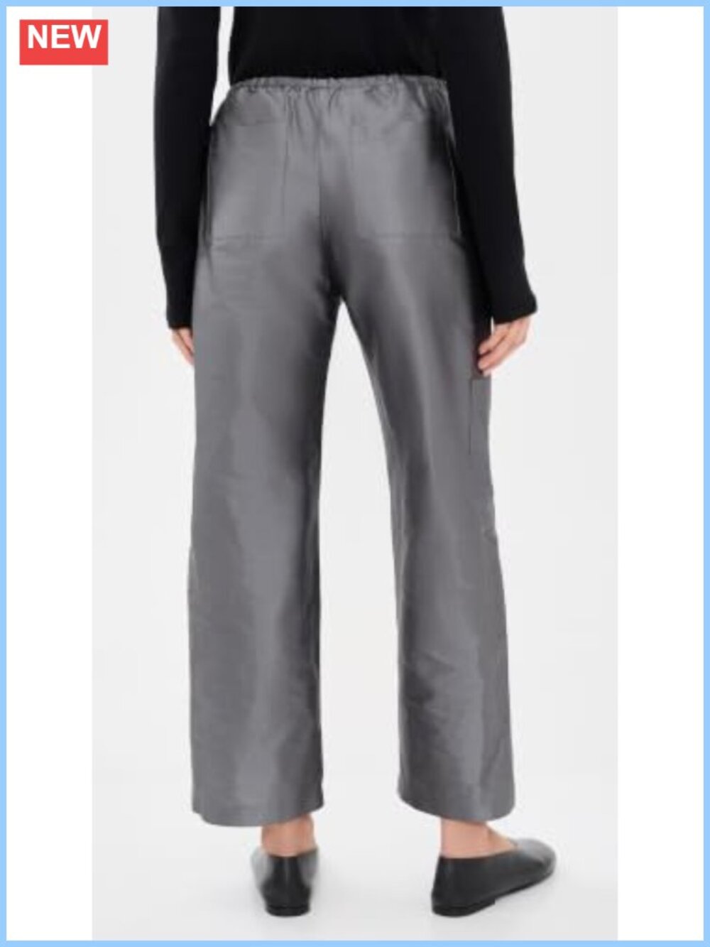 High Rise Taffeta Drawstring Cargo Pants Loose Fit - Picture 2 of 5